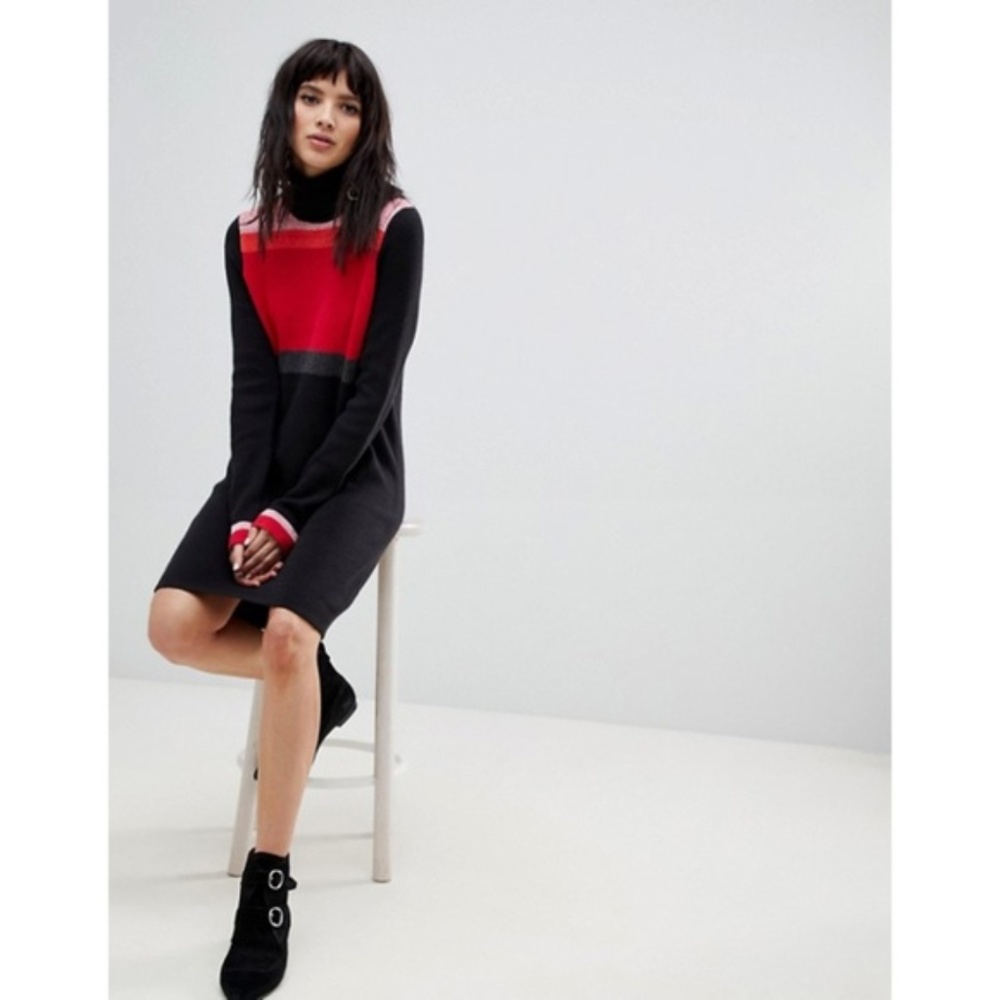 Mock neck sweater dress